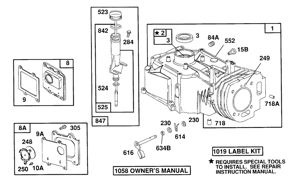 Cylinder,oil Fill,breathers Diagram and Parts List for 260772-0023-XX  Briggs and Stratton Engine